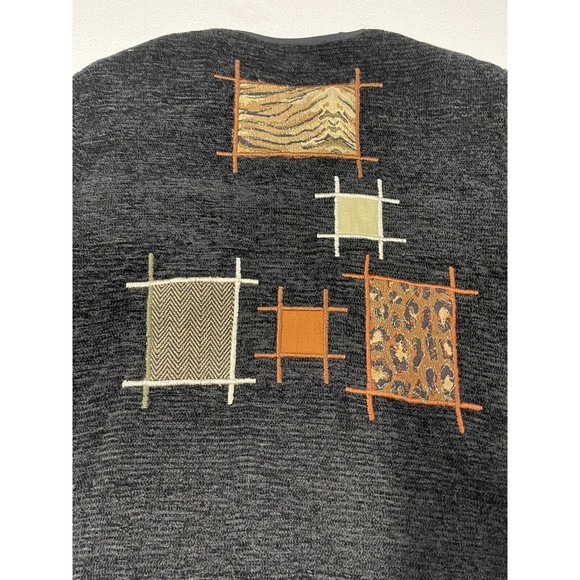 Vintage Alex Kim Embroidered Jacket Blazer Style Black Patches Women's Large - Picture 4 of 7